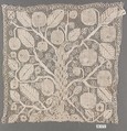 Square, Embroidered net, punto à rammendo, Italian