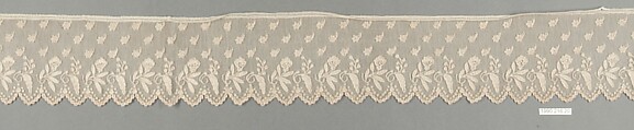 Edging, Needle lace, point d’Alençon style, Burano lace, cotton, Italian, probably Burano