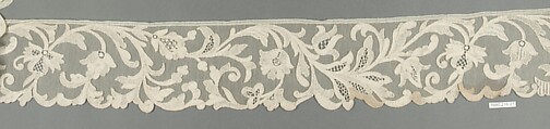 Edging, Cotton, needle lace, Italian, probably Burano