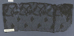 Fragment, Silk, bobbin lace, French, Chantilly