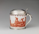 Tankard, Vienna, Hard-paste porcelain, silver, Austrian, Vienna