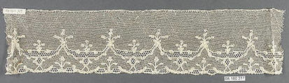 Fragment, Bobbin lace, French, Chantilly