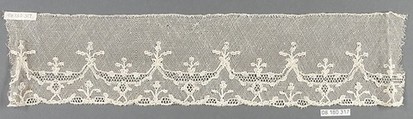Fragment, Bobbin lace, French, Chantilly
