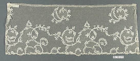 Fragment, Bobbin lace, French, Chantilly