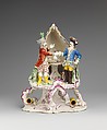 Two soldiers shaking hands, Kelsterbach Pottery and Porcelain Manufactory (German, 1758–ca. 1823), Hard-paste porcelain decorated in polychrome enamels, gold, German, Kelsterbach