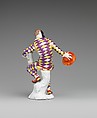 Harlequin with jug, Meissen Manufactory (German, 1710–present), Hard-paste porcelain decorated in polychrome enamels, gold, German, Meissen