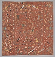 Coverlet, Silk satin, embroidered with silk and gilt-paper-wrapped thread, Chinese, for European market