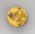 Watch with scenes from the story of Rebekah at the well, Watchmaker: Johannes van Ceulen (Dutch, active 1675–1715), Case: painted enamel on gold, and raised enamel on gold; Movement: gilded brass, partly blued steel, and silver, Dutch, The Hague movement with French, Paris case