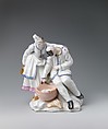 The Spaghetti Eaters (Columbine and Pulcinella), Capodimonte Porcelain Manufactory (Italian, 1740/43–1759), Soft-paste porcelain decorated in polychrome enamels, gold, Italian, Naples