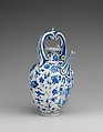 Ewer (Brocca), Medici Porcelain Manufactory (Italian, Florence, ca. 1575–ca. 1587), Soft-paste porcelain decorated in underglaze blue, Italian, Florence