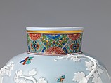 Vase (from a garniture of three), Meissen Manufactory (German, 1710–present), Tinted hard-paste porcelain decorated in polychrome enamels, gold, German, Meissen