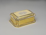 Box (one of a pair) (part of a set), John Parker (British, active 1759–77), Silver gilt, British, London