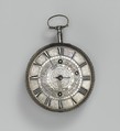 Traveling clock watch with alarm, Watchmaker: Thomas Tompion (British, 1639–1713), Case and dial: silver; Movement: gilded brass, partly blued steel, silver, British, London