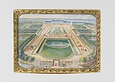 Snuffbox with views at the château of Chanteloup, Possibly by Pierre-François Delafons (master 1732, died 1787), Gold, glass, velum, French, Paris