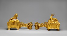 Pair of firedogs (chenets), Quentin-Claude Pitoin (French, Paris ca. 1725–1777 Paris), Gilt bronze, French, Paris