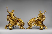 Pair of firedogs (chenets), Gilt bronze, French