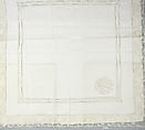 Pillowcase (part of a set), Bobbin lace, Valenciennes lace, drawnwork, linen and silk, French, Bailleul