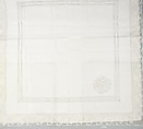 Pillowcase (part of a set), Bobbin lace, Valenciennes lace, drawnwork, linen and silk, French, Bailleul