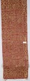 Patched strip of red, yellow and white lampas silk; possibly originally part of a chasuble, Silk, linen and metal thread, Spanish