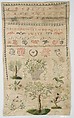 Sampler, Linen, silk and metal thread on linen, Austrian