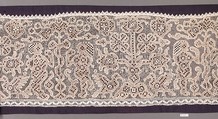 Strip, Embroidered net, punto à rammendo, Italian, possibly Sardinia