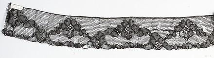 Fragment, Bobbin lace, Point de Paris, silk, French