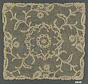 Square (one of three), Needle lace, point d’Alençon, silk, French