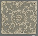 Square (one of three), Needle lace, point d’Alençon, silk, French