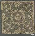 Square (one of three), Needle lace, point d’Alençon, silk, French