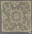 Square (one of three), Needle lace, point d’Alençon, silk, French
