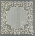 Handkerchief, The Royal Bobbin School, Schneeburg, Saxony, Bobbin lace, linen, German, Schneeberg