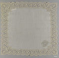 Handkerchief, Bobbin lace, Valenciennes, linen, French
