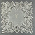 Handkerchief, Bobbin lace, British, Honiton