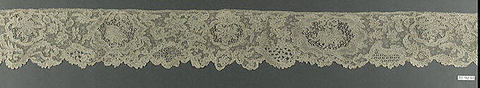 Matching border to pair of lappets, Needle lace, point d’Alençon, French