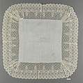 Handkerchief, Bobbin lace, Mechlin lace, drawnwork, linen, French