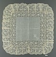 Handkerchief, Linen, bobbin lace, French
