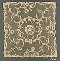 Square (one of three), Needle lace, point d’Alençon, silk, French