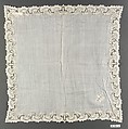 Handkerchief, Needle lace, Brussels needle lace, Point de Gaze, linen, French