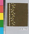 Embroidery sample for a man’s suit, Silk and metal thread on wool, French