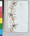 Embroidery sample for a man’s suit or waistcoat, Silk embroidery on silk, French