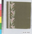 Embroidery sample for a man’s suit or waistcoat, Silk embroidery on silk, French