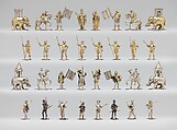 Battle of Panormus chessmen (32) and box-board, Design attributed to Andreas Schluter, Danzig and the Court of Berlin, Silver, silver-gilt, German