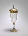 Cup with cover, Reinhold Vasters  German, Rock crystal, enameled gold, German