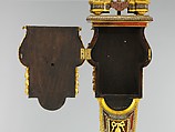 Clock with pedestal, Case attributed to André Charles Boulle (French, Paris 1642–1732 Paris), Case and pedestal of oak with marquetry of tortoiseshell, engraved brass, and pewter; gilt bronze; dial of gilt brass with white enameled Arabic numerals; movement of brass and steel, French, Paris