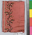 Embroidery sample for a man’s suit or waistcoat, Silk and metal thread on silk, French