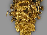 Wall clock (pendule en cartel), Clockmaker: Jean Godde l&#39;aîné (French, ca. 1668–1748/49), Case: gilded bronze, oak, and tortoiseshell on brass marquetry on oak; Dial: white enamel and gilded brass with blued-steel hands; Movement: brass and steel, French, Paris