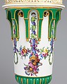 Vase with cover (Vase en tour) (one of a pair), Sèvres Manufactory (French, 1740–present), Soft-paste porcelain decorated in polychrome enamels, gold, French, Sèvres