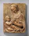 Madonna and Child, Benedetto da Maiano (Italian, Maiano 1442–1497 Florence), Marble, painted background, Italian, Florence