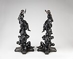 Andiron with figure of Jupiter (chenet) (one of a pair), After models by Alessandro Algardi (Italian, Bologna 1598–1654 Rome), Bronze, probably cast in France