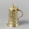 Tankard, Silver on base metal, British, after German, Nuremberg original